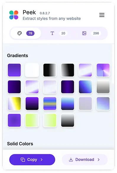 Color extraction with conic gradients